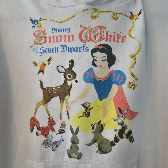 Women's Disney Snow White Hoodie Sweatshirt White Embroidered Size XS - Picture 3 of 11